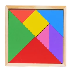 Brinquedo Educativo Tangram colorido em MDF Madeira Colorido 20x20 Castela