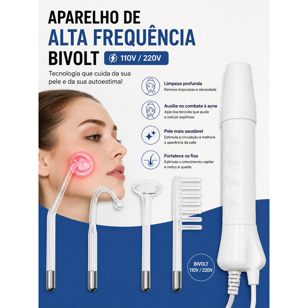 Aparelho Alta Frequência Portátil Bivolt Limpeza De Pele
