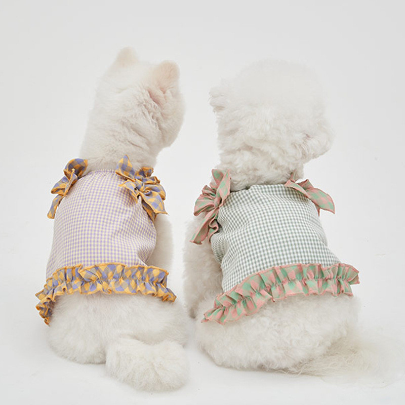 Natal dia dos namorados roupas para cães Pet primavera verão novo estilo roupas nicho xadrez colete camiseta