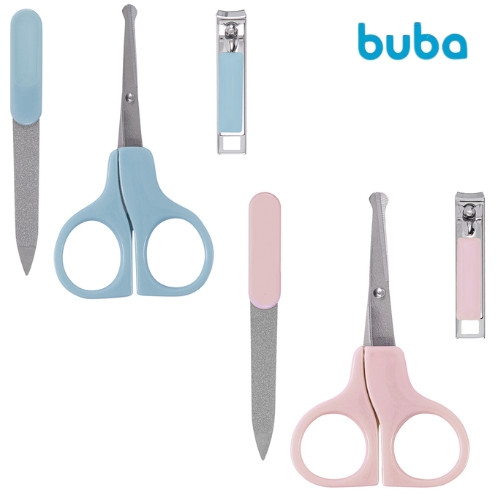 Kit Manicure Buba Infantil Tesoura + Lixa + Cortador De Unhas Cuidados Higiene Recém Nascido Bebê.