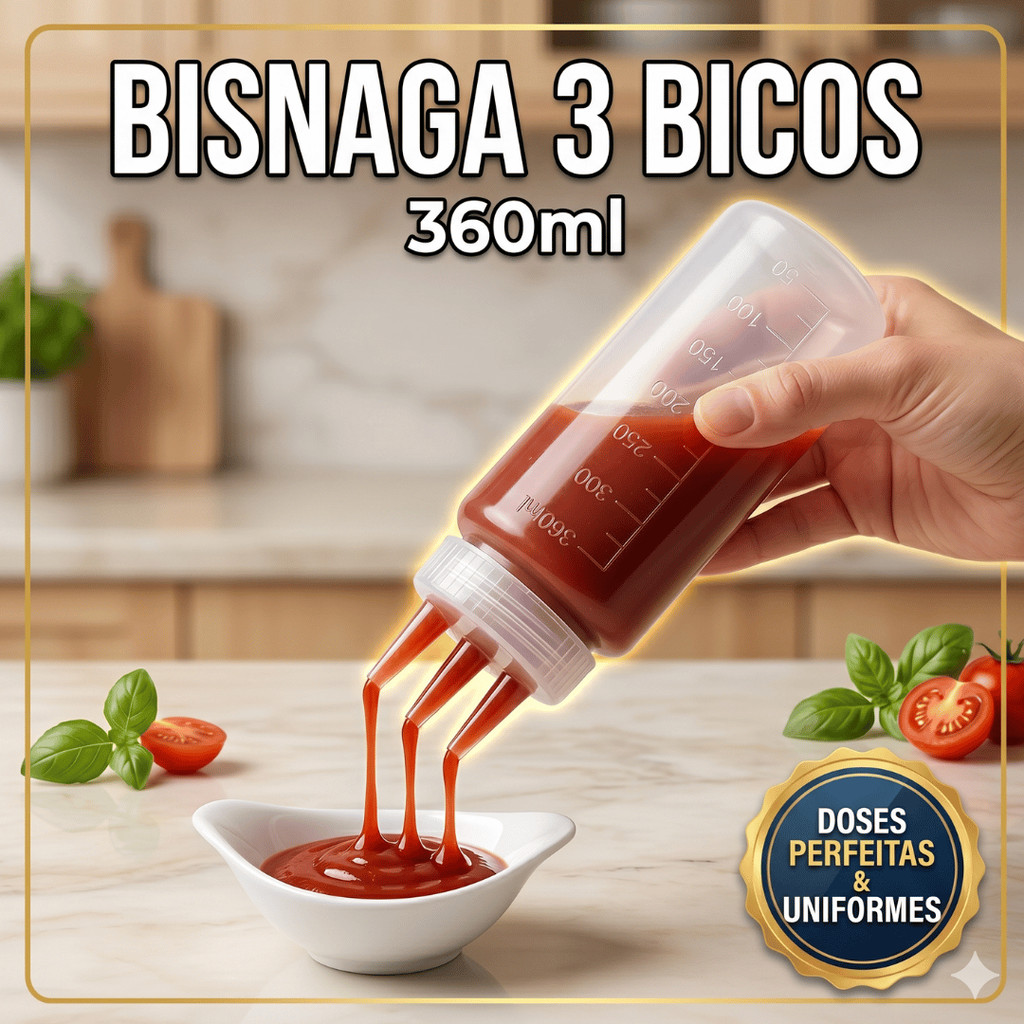 Bisnaga para Molhos 360ml Flexível Bico Triplo Maionese Ketchup Hambúrguer Lanchonete Profissional Envio Rápido