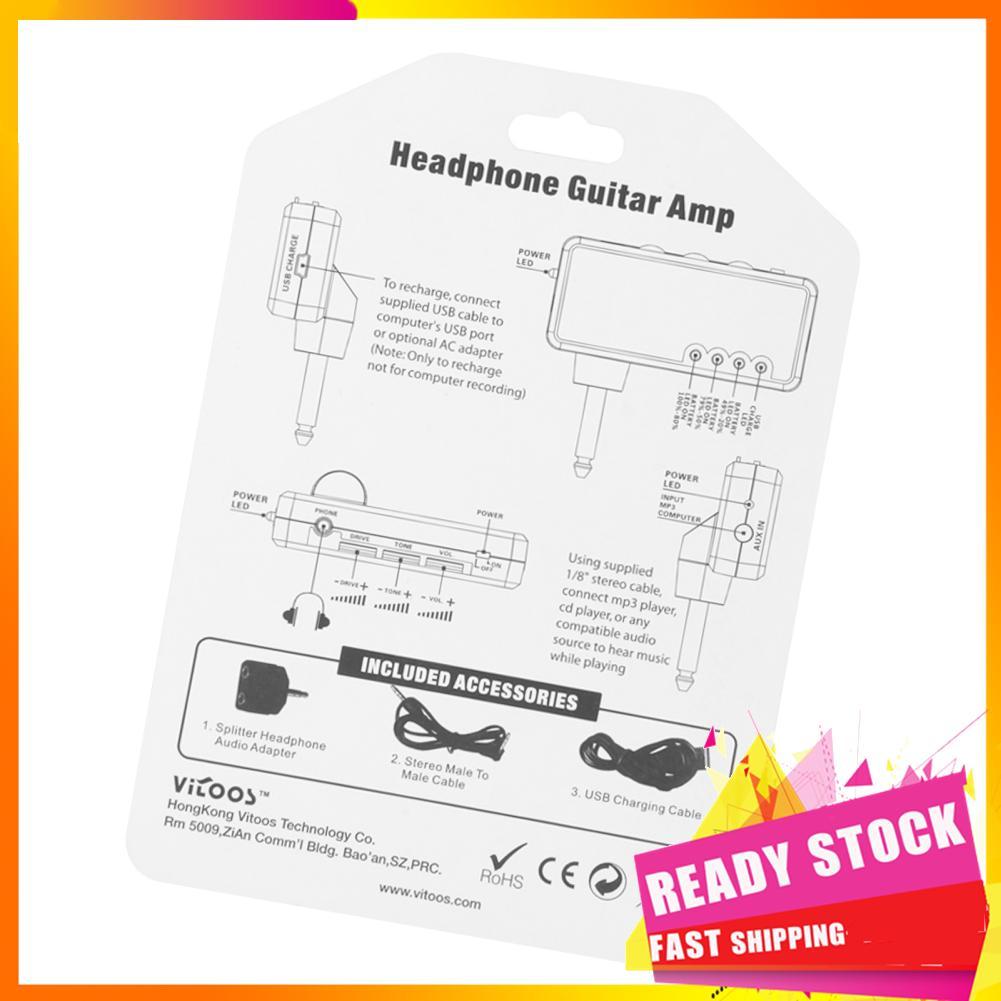gfgfgfgg Vitoos plugue de guitarra elétrica mini fone de ouvido amplificador plexi som compacto portátil