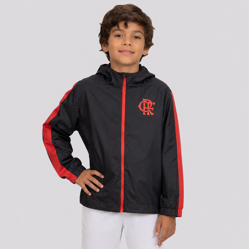 Jaqueta Flamengo Corta Vento Infantil Preta