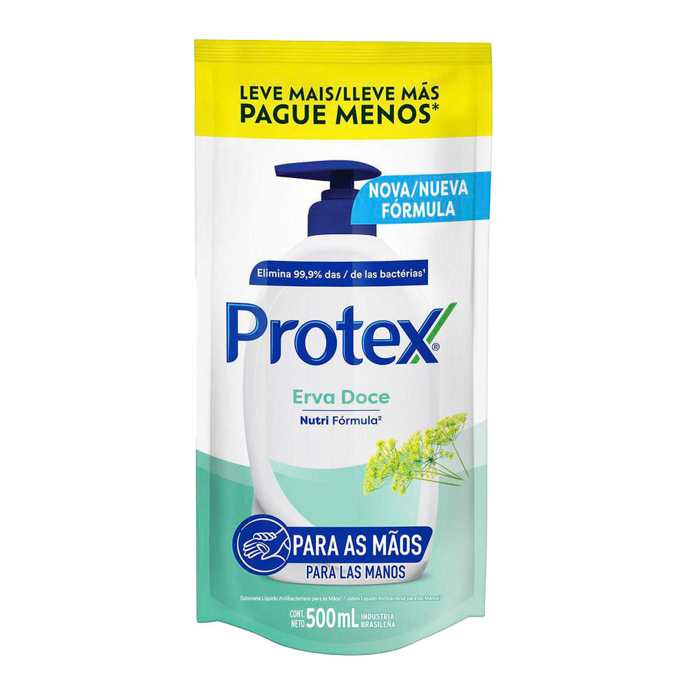 Sabonete Líquido Protex Erva Doce para as Mãos Refil 500ml Leve Mais Por Menos