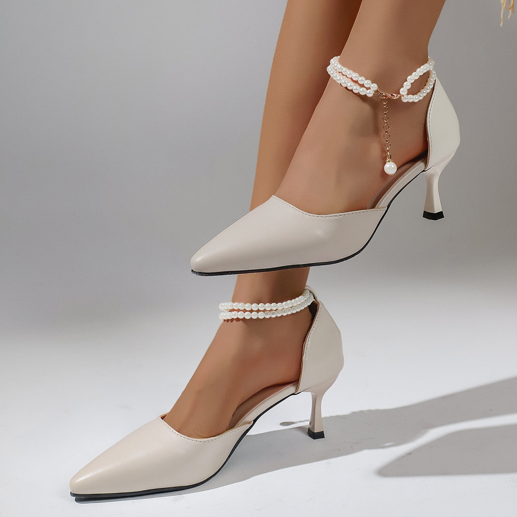 Sandálias de salto alto primavera 2026 mulheres fivela toe-coberto apontou toe salto alto novo estilo moda cinta fina oc