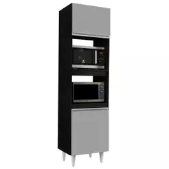 Paneleiro Cozinha Torre Quente 56cm Colorado Preto/Cinza - Lumil Móveis