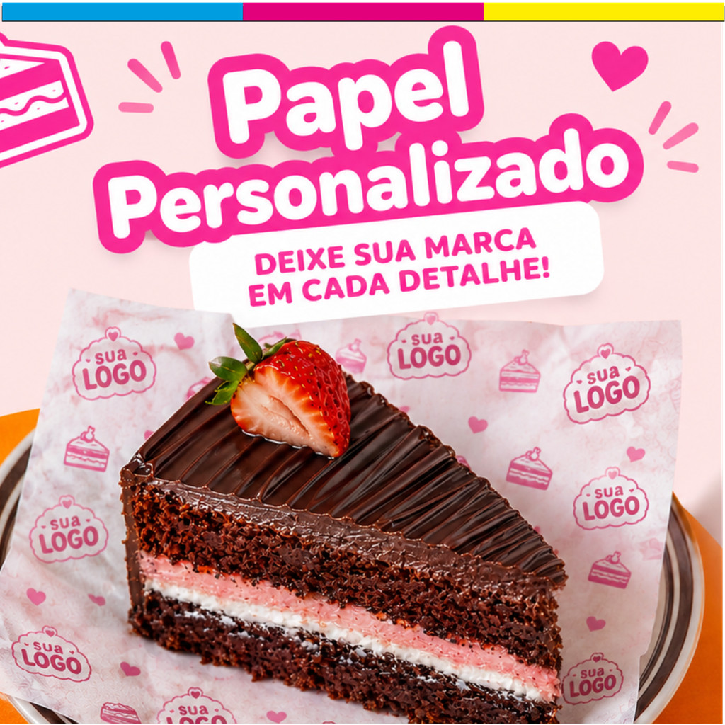 Papel personalizado para festival de fatias tortas bolos com sua logo tamanho 20x20