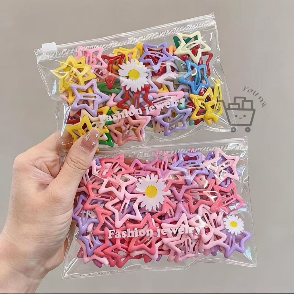 Kit 50 Peças Grampos De Cabelo Estrela Dopamina Cor Doce Para Mulheres，ModaPresilhas Laterais