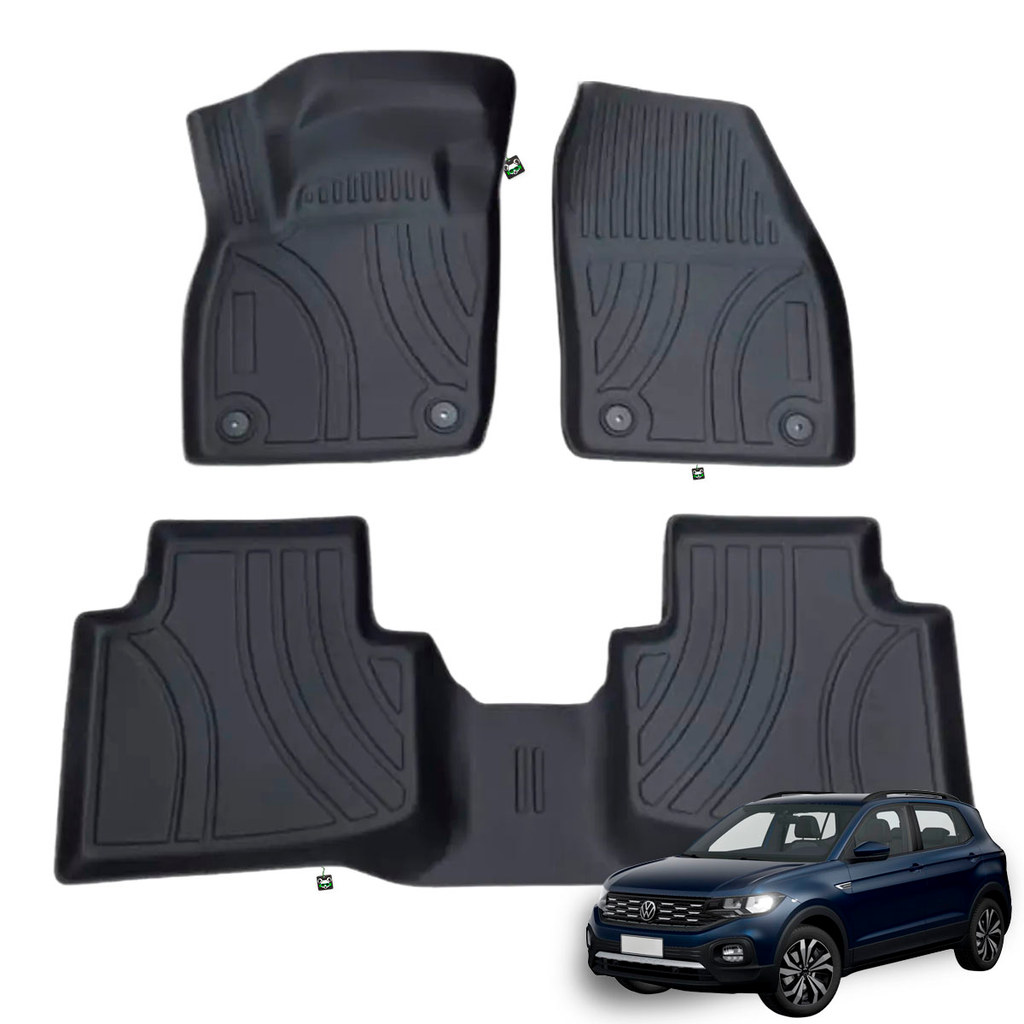 Jogo Tapete Automotivo 3D TPE Borda Alta Volkswagen T-Cross 2019 2020 21 22 23 24 25 2026 2027