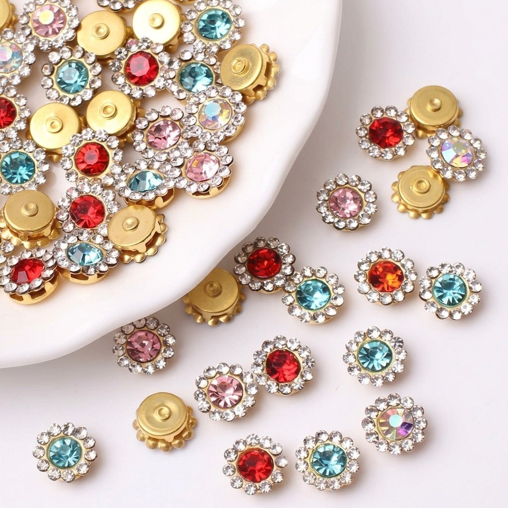 Enfeite Chaton Strass Base Reta 10mm - 10 Unidades