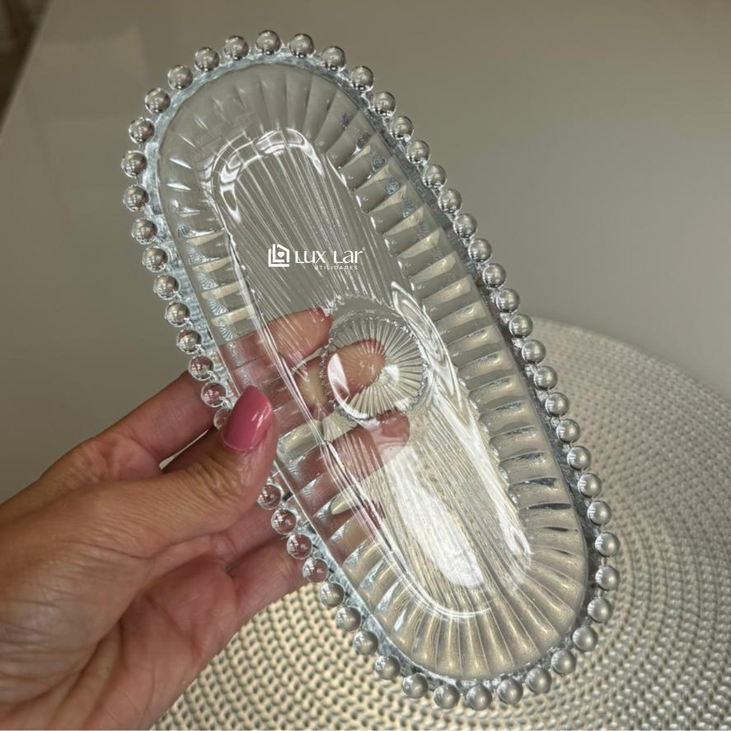 Petisqueira de Vidro Luxo Travessa Oval Porta Frios Multiuso-