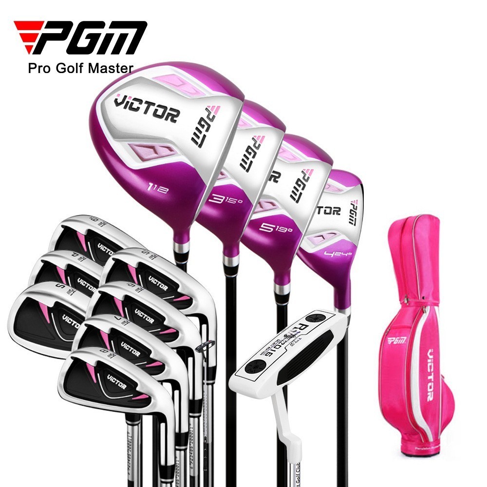 Conjunto De Tacos De Golfe Femininos PGM Golf LTG007 | Design Feminino Com Eixo De Carbono De 12 Clubes