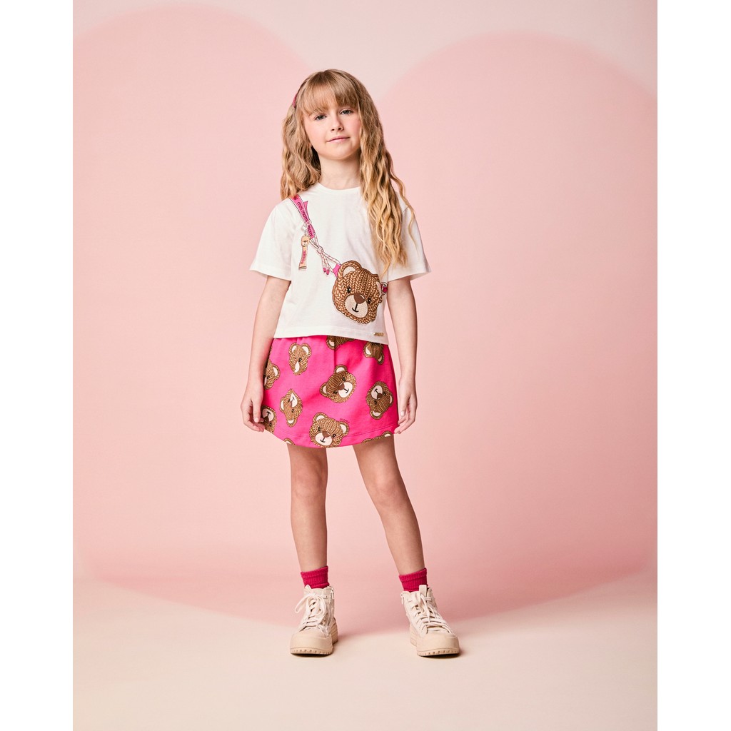 Conjunto Momi Infantil Menina Bolsinha Urso Shorts 4 ao 16