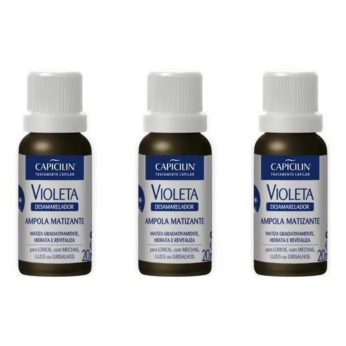 Kit 3 Violeta Ampola Matizante Desamarelador Capicilin 20ml