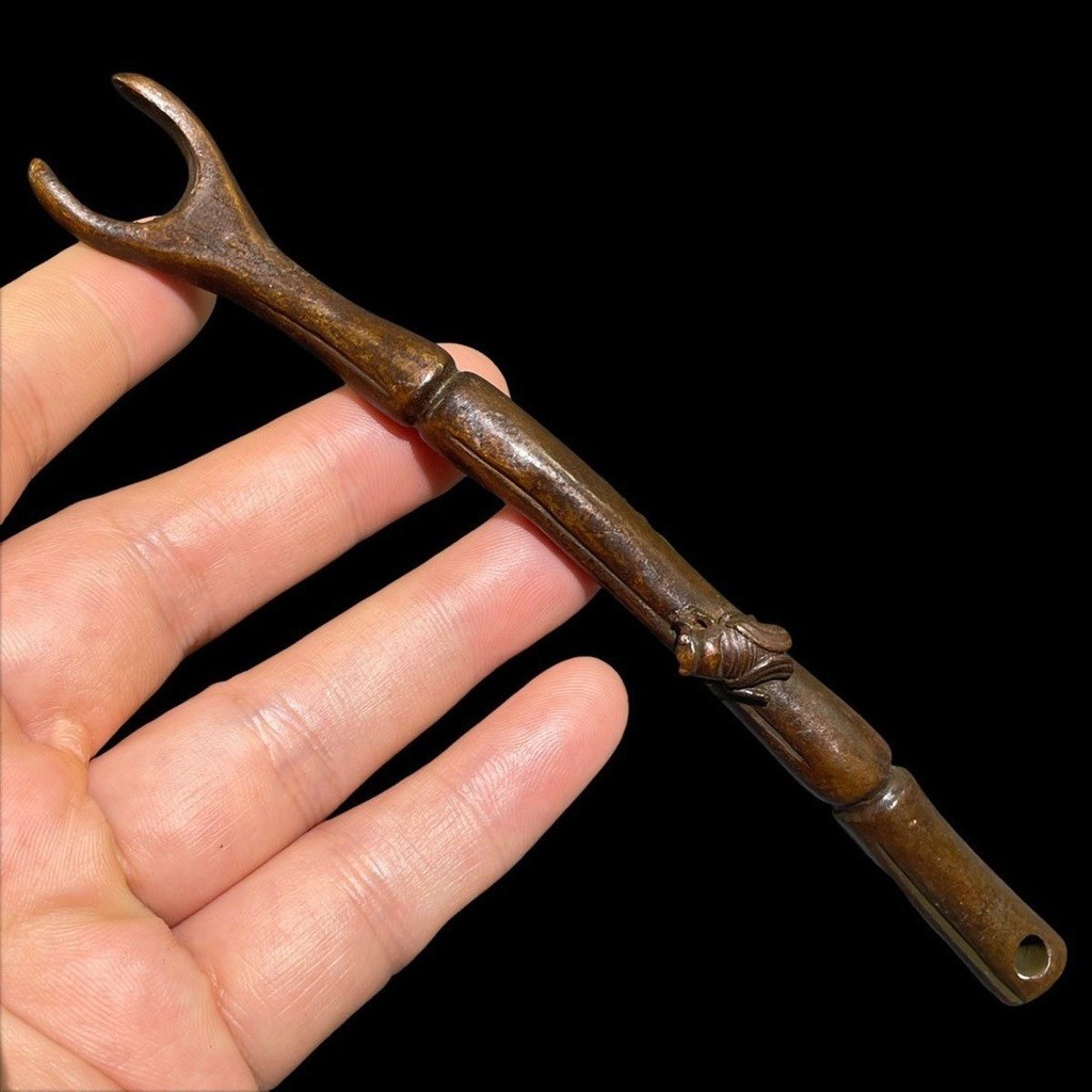 Saber garfo de bambu pote garfo antiquado angustiado garfo de chá cigarra assustador tampa de chá clipe acessórios de po