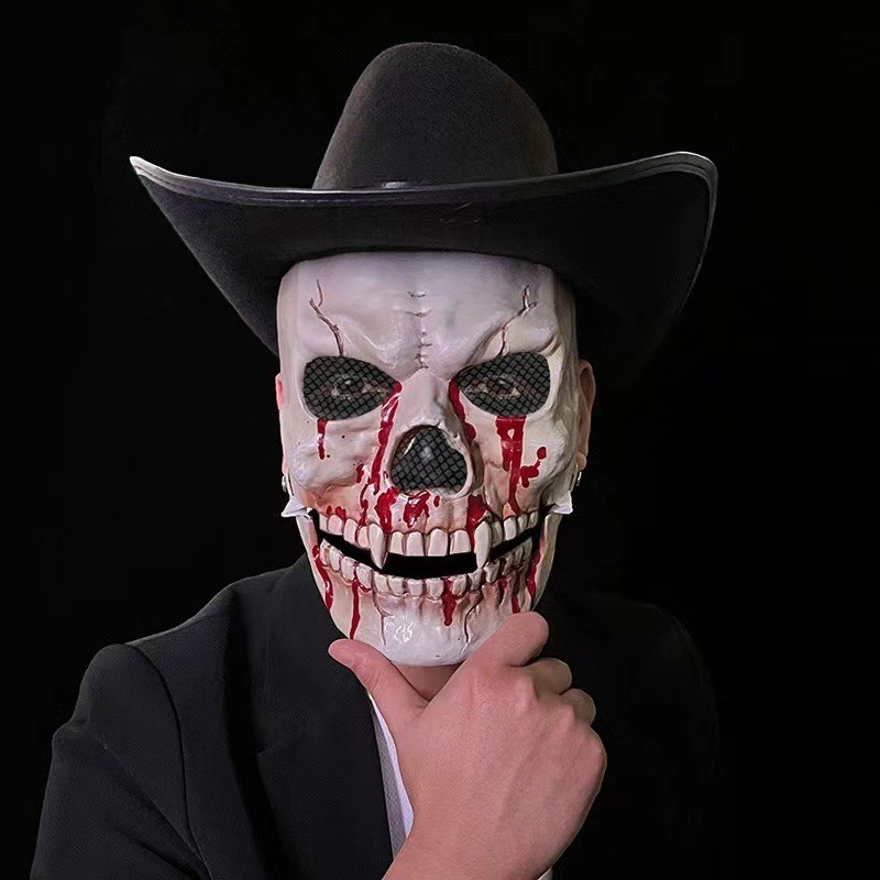 Halloween COS Horror Adereços Boca Móvel Crânio Máscara Meia Máscara Facial Masquerade Show Adereços