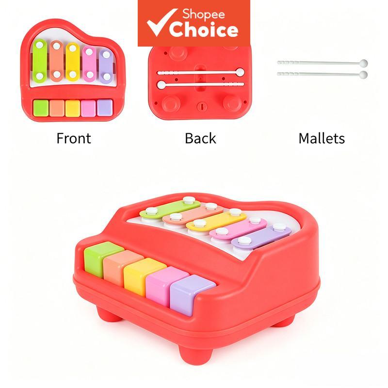Brinquedo Xilofone De Mão De Cinco Tons , Instrumento Musical 2 Em 1 , Piano De Educação Infantil Para Crianças No Verão