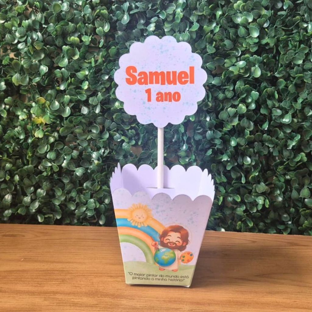Centro de Mesa Cachepot O Maior pintor do mundo menino Personalizado Pegue e Monte | Caixas Lembrancinha Festa Infantil