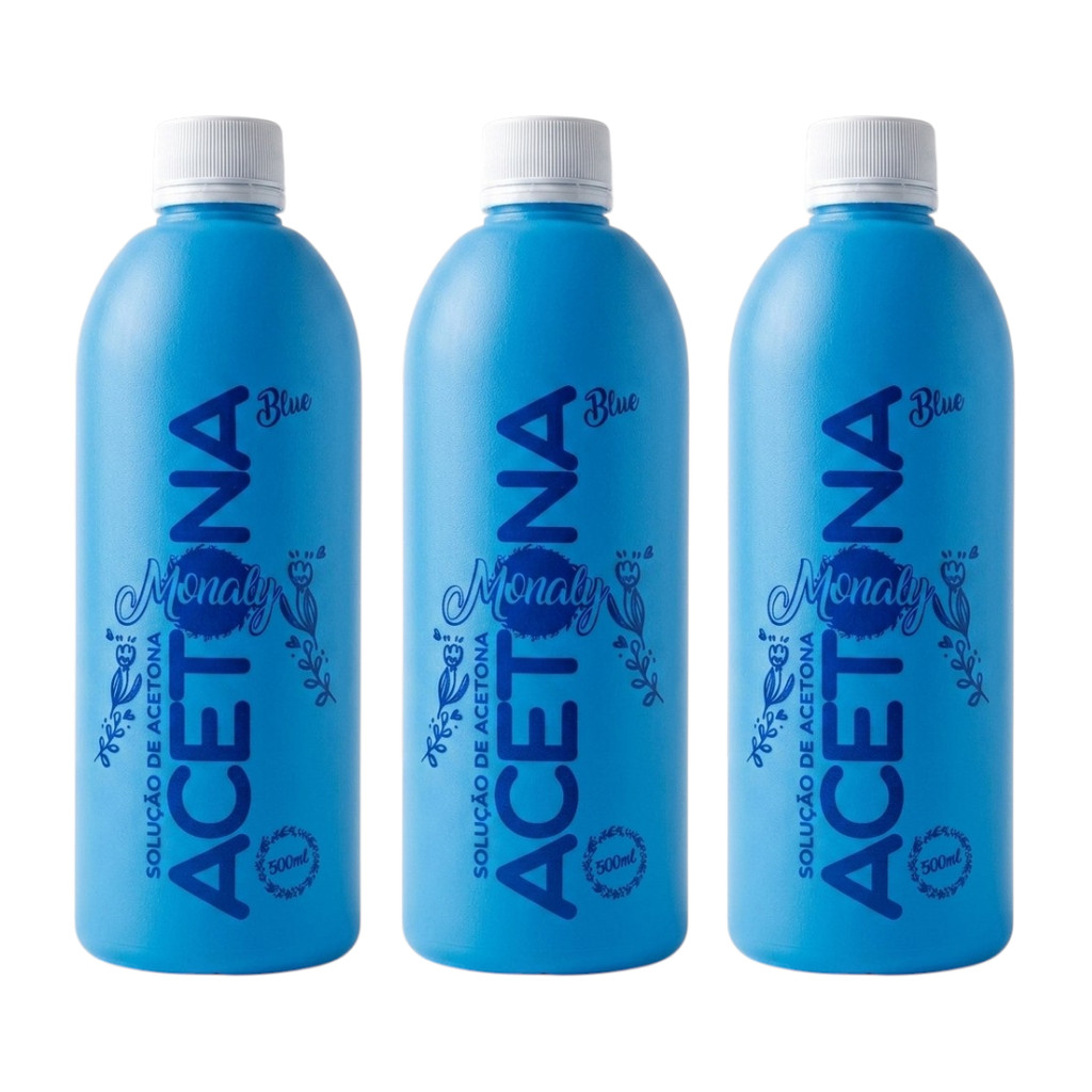 KIT Removedor de Esmalte À Base de Acetona 500ml Monaly (3 unidades)