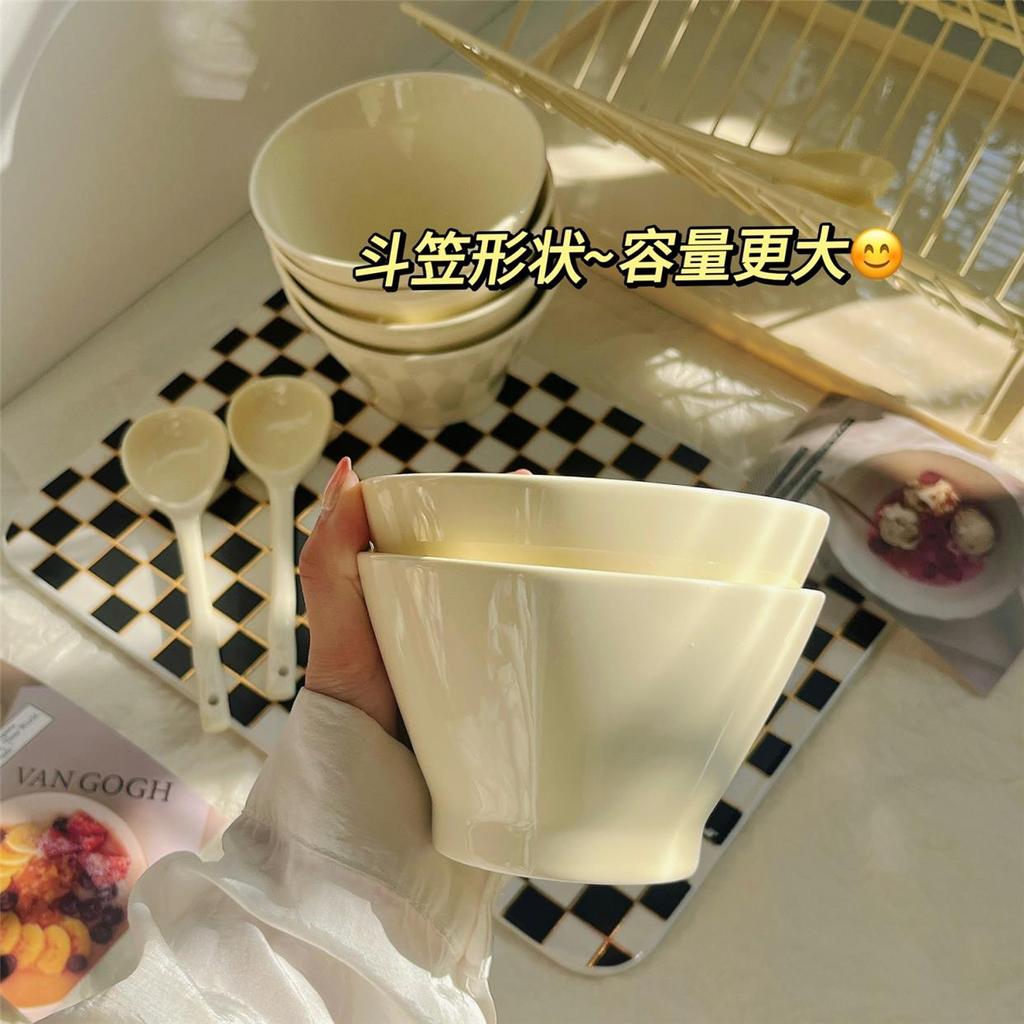 Leite Huhu utensílios de mesa doméstico tigela de arroz de alto valor chapéu tigela cerâmica café da manhã aveia iogurte