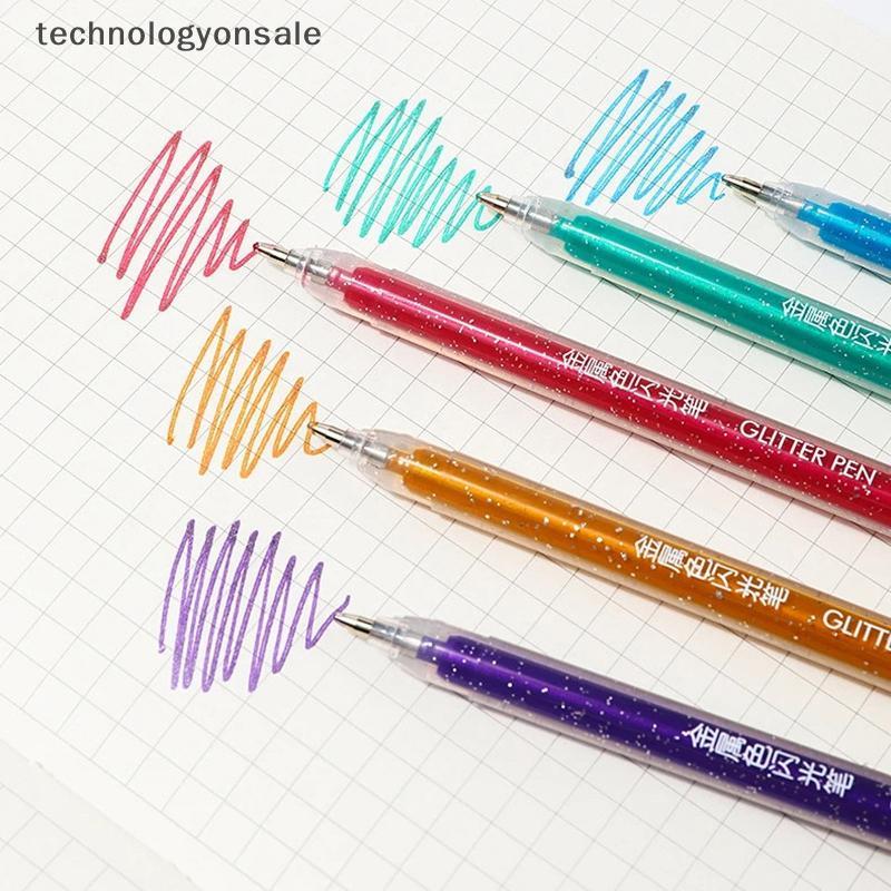 [Tecnologia] 12 Cores Glitter Gel Canetas 1.0MM Caneta Colorida Para Escola Escritório Livro De Colorir Diários Desenho