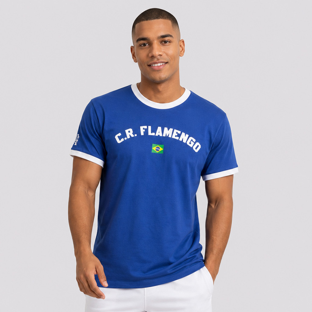 Camisa Flamengo Flor Azul
