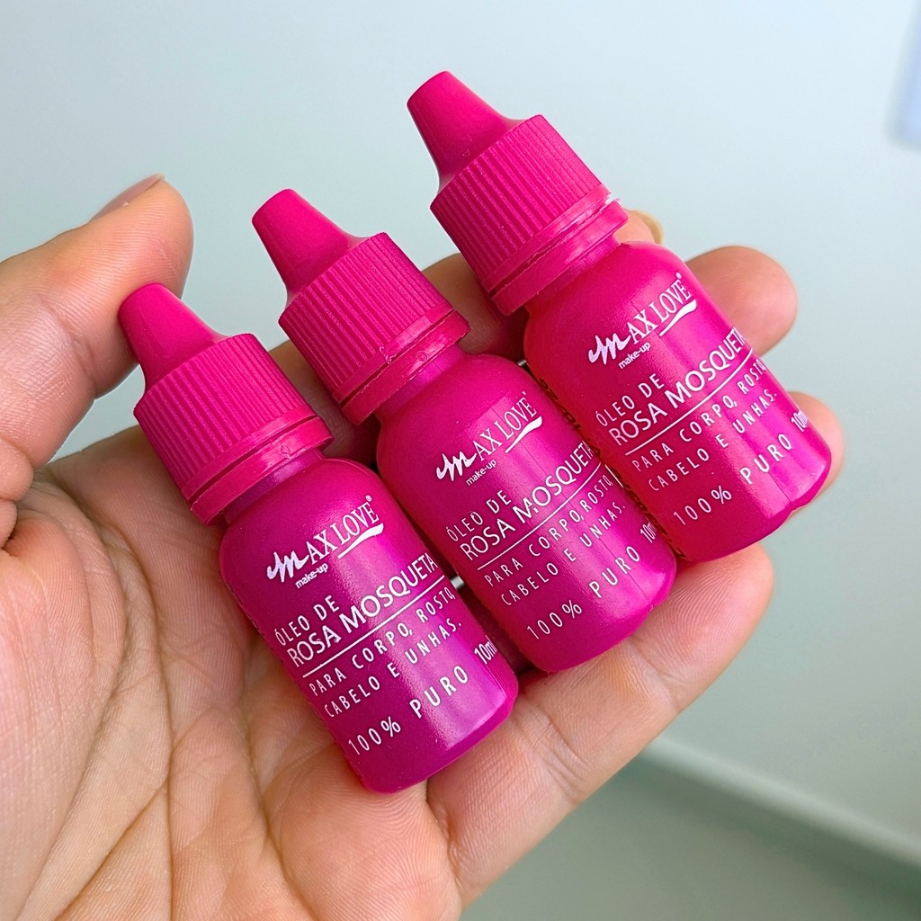Kit 3 Óleo de Rosa Mosqueta 100% Puro Hidratante Clareador para Rosto e Corpo Max Love 10ml cada
