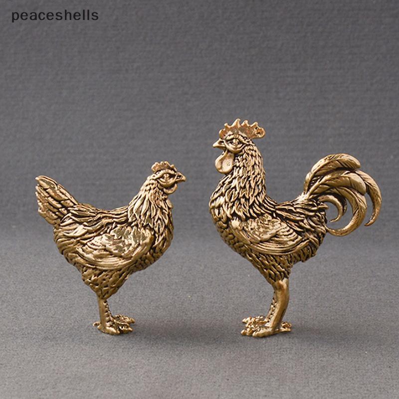1/2 Pçs Miniaturas Galo De Cobre E Galinha Ornamentos Bronze Sólido Pequena Estátua Escritório De Mesa Chá Artesanato Pa