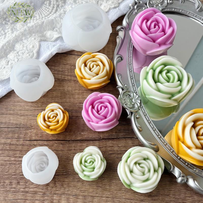 NEEW Multi Tamanho 3D Forma De Flor Silicone Rosa Molde Vela Artesanal Sabão Decoração Do Bolo De Casamento Geléia Prese