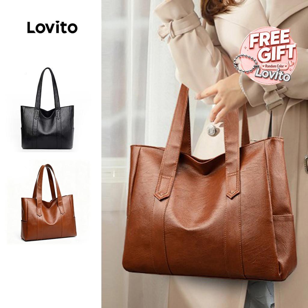 Lovito Bolsa Tote Casual De Ombro Com Grande Capacidade Para Viagens Uso Diário Escola/estudantis Estilo Coreano Retrô Com Múltiplos Bolsos Laterais LFA90355