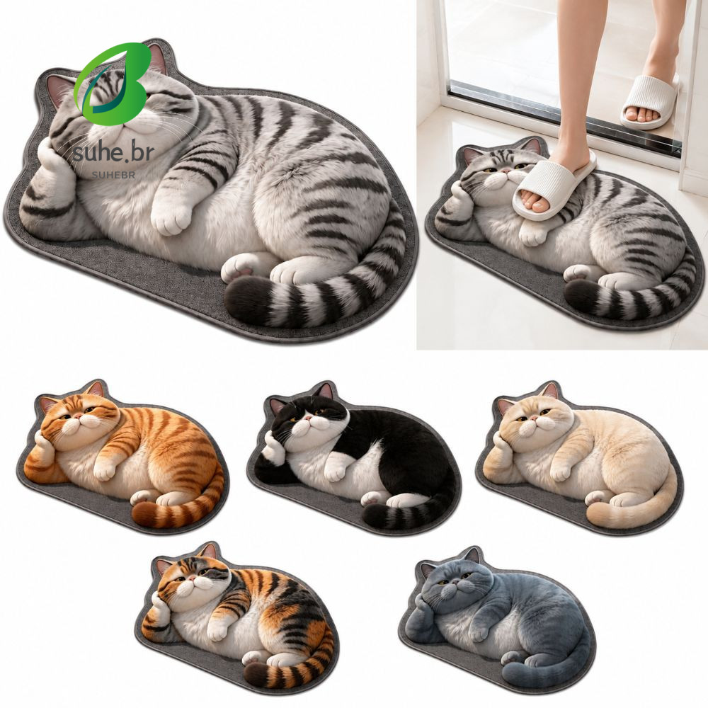 Tapete De Banheiro SFBSF , Chão De Gato Realista Antiderrapante Porta De Quarto Lavável Com Absorção De Água De 4060 Cm