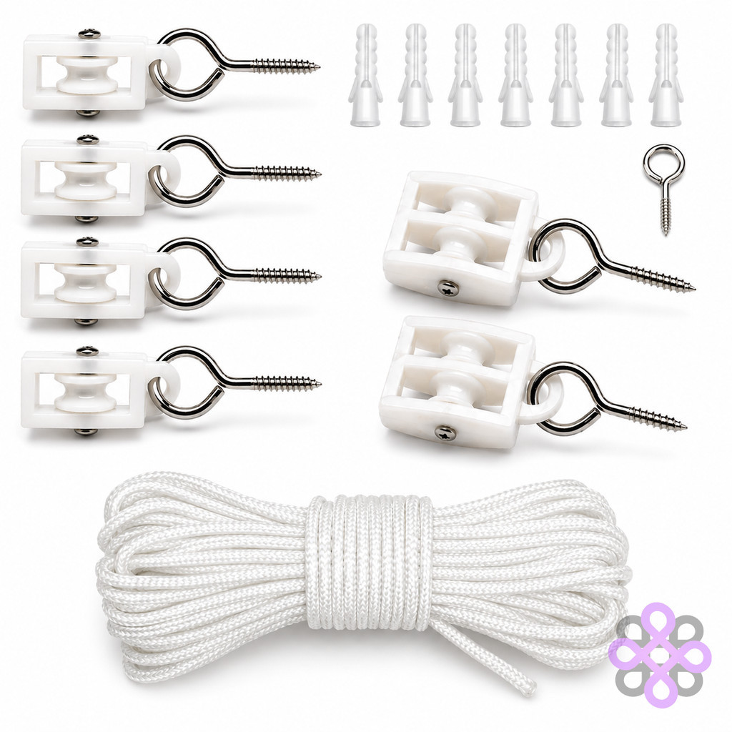 Kit Varal Corda Gancho Suporte Parede Bucha Parafuso Nylon Resistente Apartamento Área Serviço