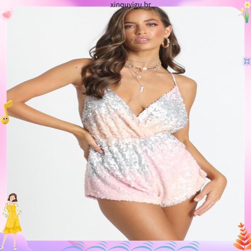 short alfaiataria short feminino alfaiataria Macacões de lantejoulas sem encosto sexy, shorts, AliExpress, Amazon, Europ