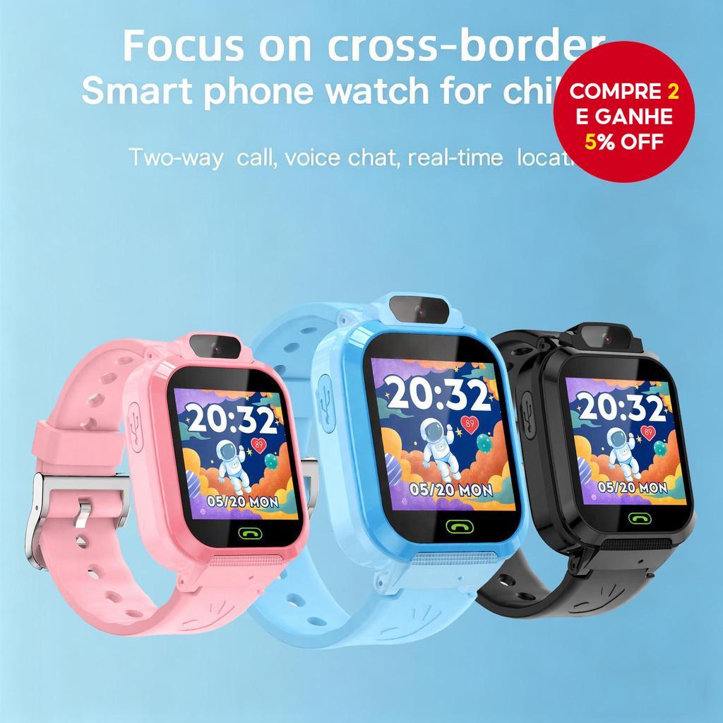 Crianças Smartwatch Relógio Inteligente Tela HD Câmera GPS Localização SOS Chamada Despertador Uma Chave De Emergência