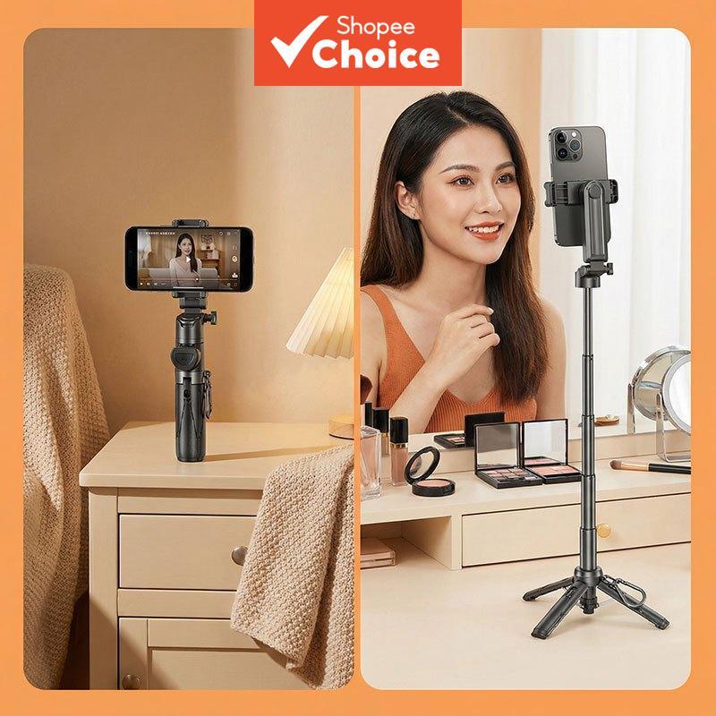 Tripé Magnético para Celular com Mini Bastão de Selfie e Controle Bluetooth, Portátil, Extensível, Suporte Giratório
