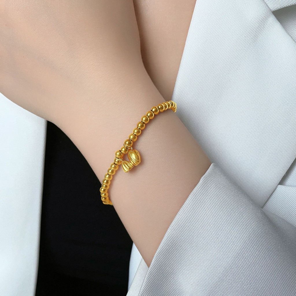 Método antigo herança pulseira de ouro imitação ouro lótus Pom pulseira feminina dois mundos feliz pulseira de ouro liso