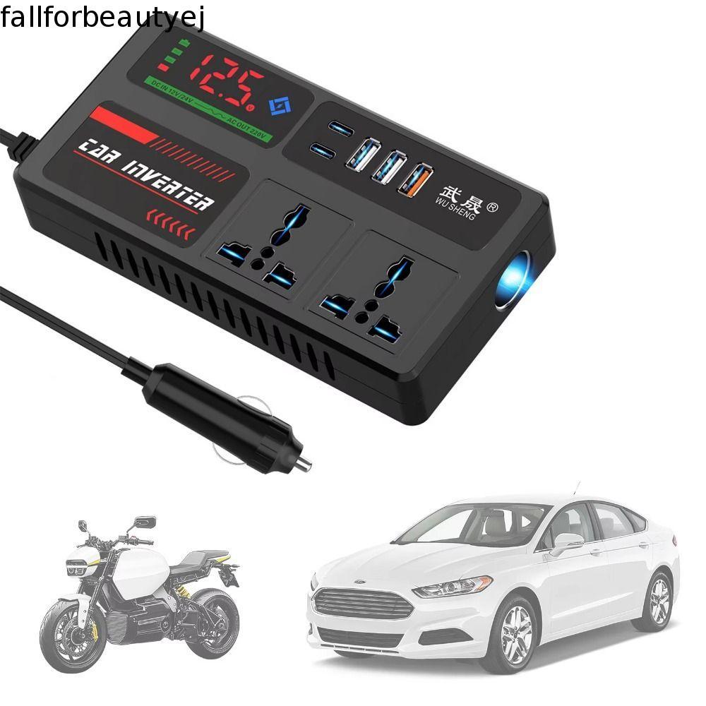 Conversor De Carro FALLFORBEAUTYEJ , Adaptador De Alimentação Do Inversor QC3.0 DC 12V/24V Para AC 220V , 3 Portas USB