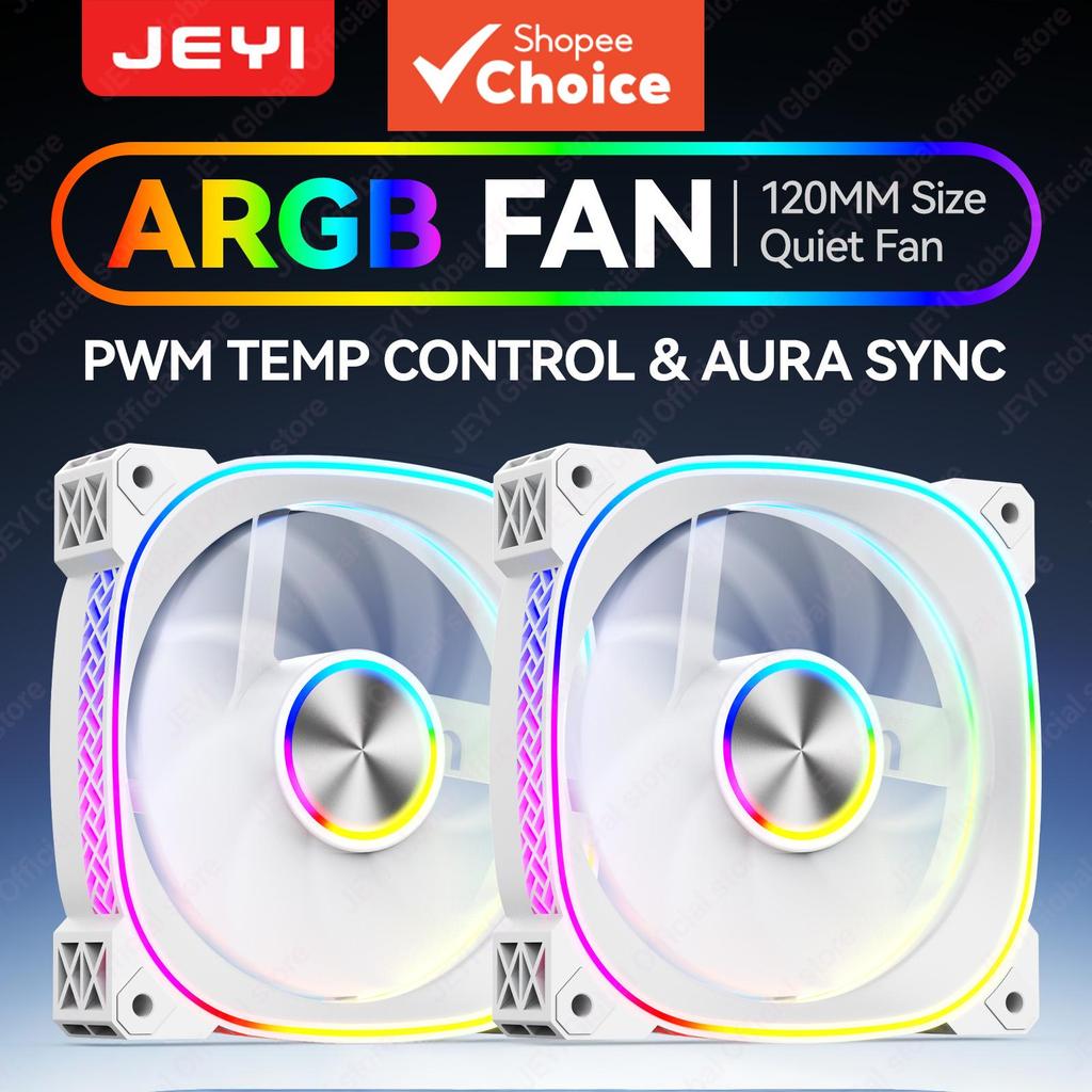 Ventilador de Caixa JEYI ARGB 120 mm, Ventilador de Refrigeração PWM Silencioso, Luz Sincronizada, 5V 3 Pinos, Alto