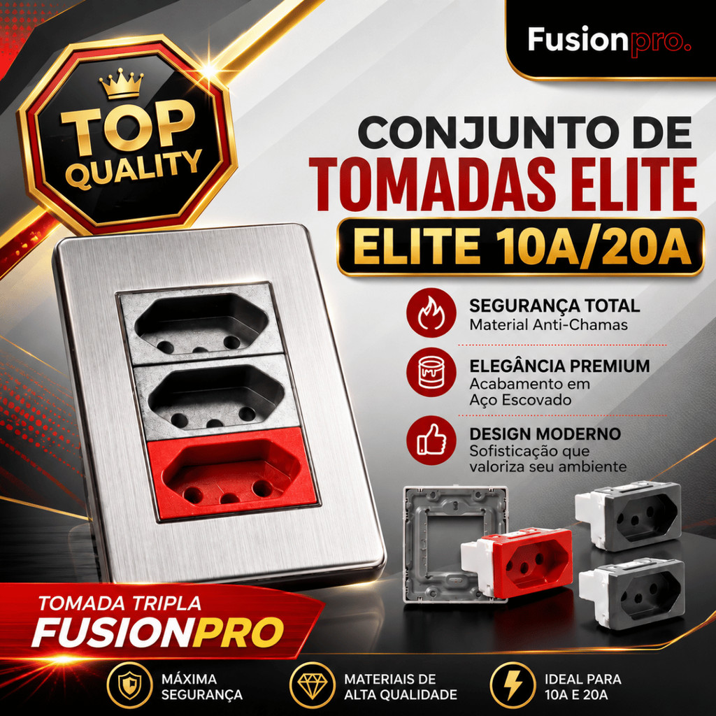 Tomada de Parede 110V 220V 10A 20A Aço Escovado 4X2 Fusion Pro XLX Placa Interruptor Luxuoso Moderno