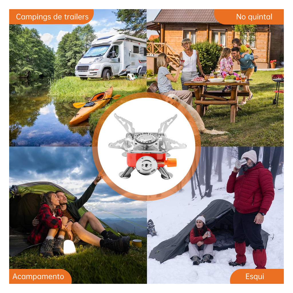 Mini Fogao Fogareiro Portatil A Gas Camping Dobravel Acendimento Automatico Maleta Camping E Trilha