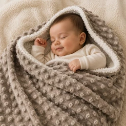 Manta Cobertor Dupla Face para Bebê - Soft Pipoquinha e Sherpa - Toque Suave e Delicado