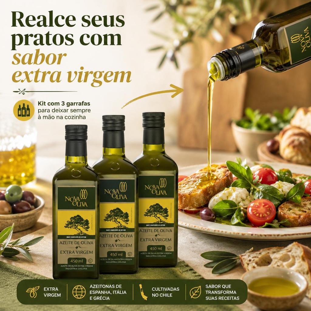 Kit 3 Azeite Extra Virgem Nova Oliva 450ml
