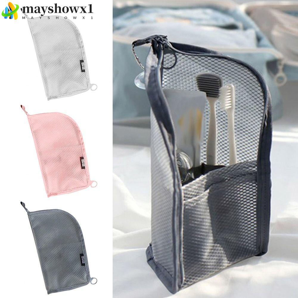 MAYSHOWX1 Bolsa Para Pincel De Maquiagem , Cosmética Com Zíper Organizador De Lavagem Escova De Dentes De Malha Suporte 