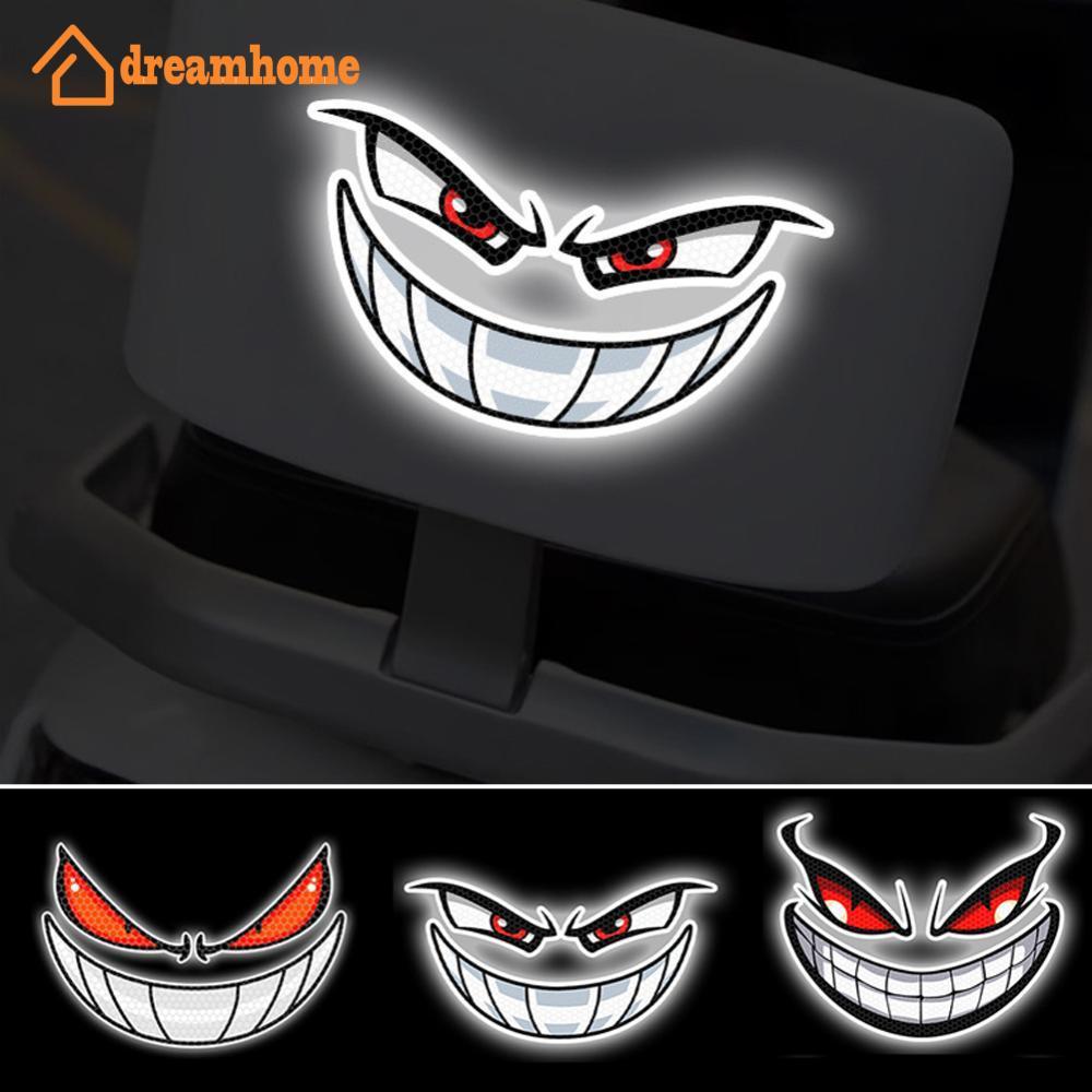 DREAMHOME 2 Pçs/3 Adesivos Reflexivos Da Motocicleta Diabo Olhos Boca Capacete Carenagem Janela Traseira Do Carro Decora