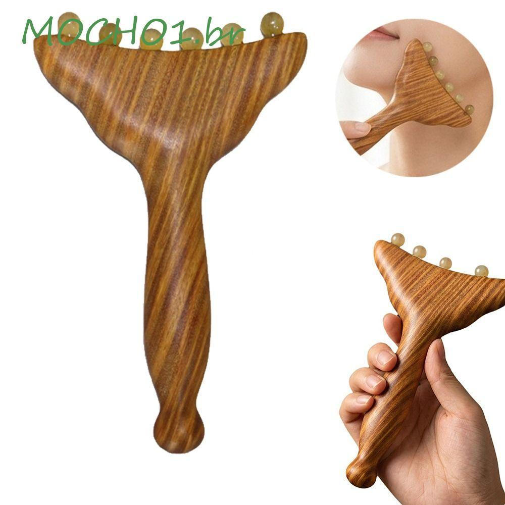 MOCHO1 Pente De Massagem Meridianos , Alça De Cauda De Sereia , Ferramenta Manual De Gua Sha Facial , Sândalo