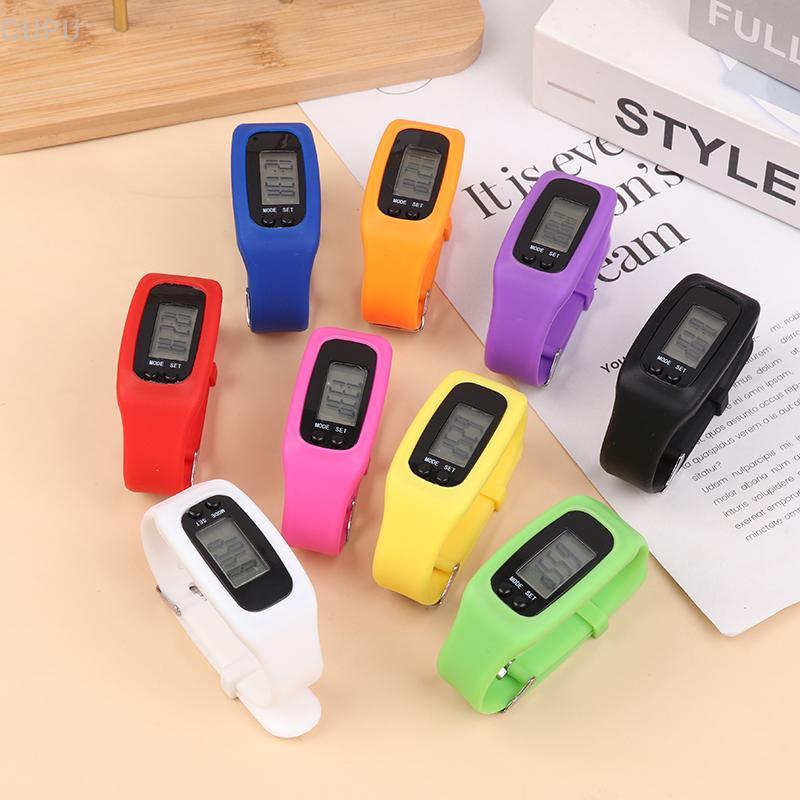 [CU] LED Pedômetro Pulseira Contador De Passos Relógio 12/24H Exibição De Tempo Silicone Step Traer Fitness Watch PH