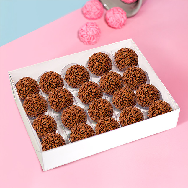 10~30 CAIXA P/ 20 DOCES C/ VISOR BRANCA 20X16X4 4656 (IDEIA) CHOCO · foto 2