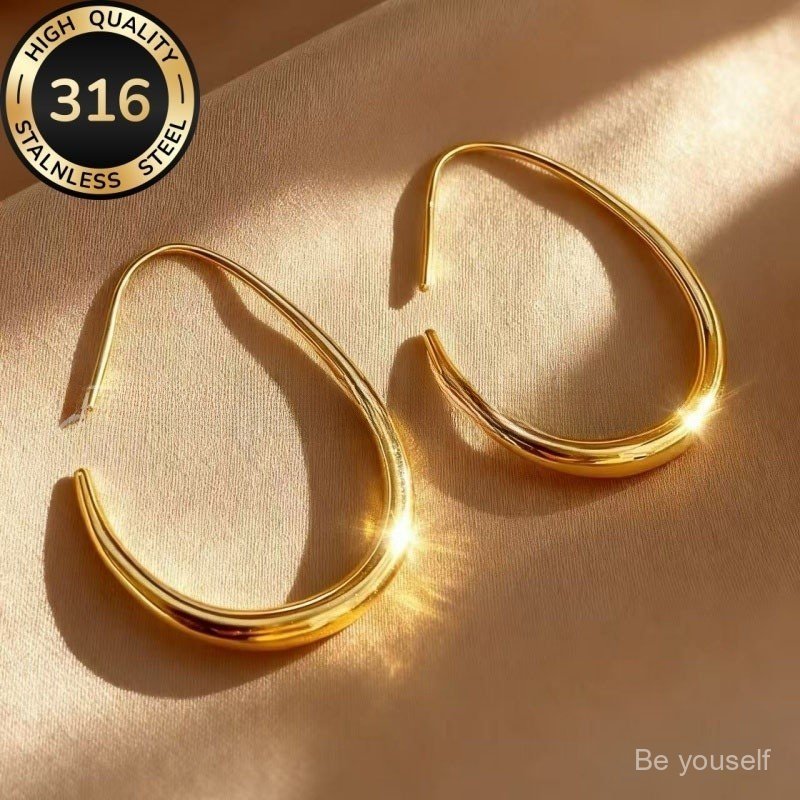 Europeu americano na moda brincos de aço inoxidável feminino Design Irregular brincos nicho High-End acessórios de moda
