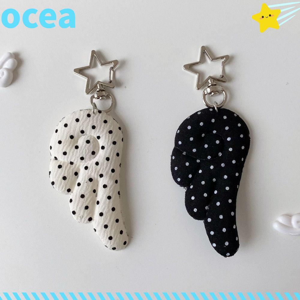 Chaveiro Vintage De Asa De Anjo OCEA , Material De Tecido Com Design De Bolinhas , Decoração De Strass