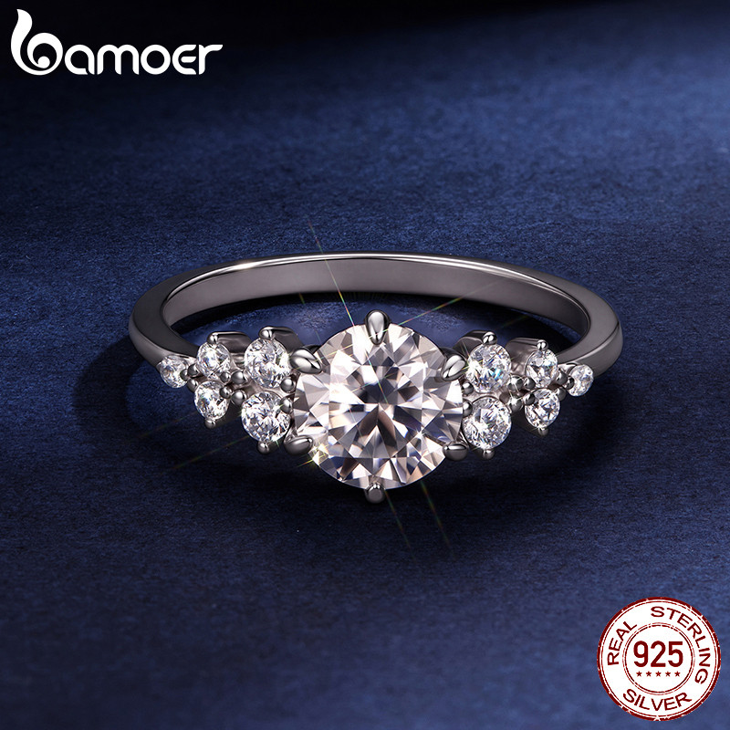 Anel De Moissanite Bamoer 925 Prata Berlin Carta De Amor Com Certificado Joia Pr